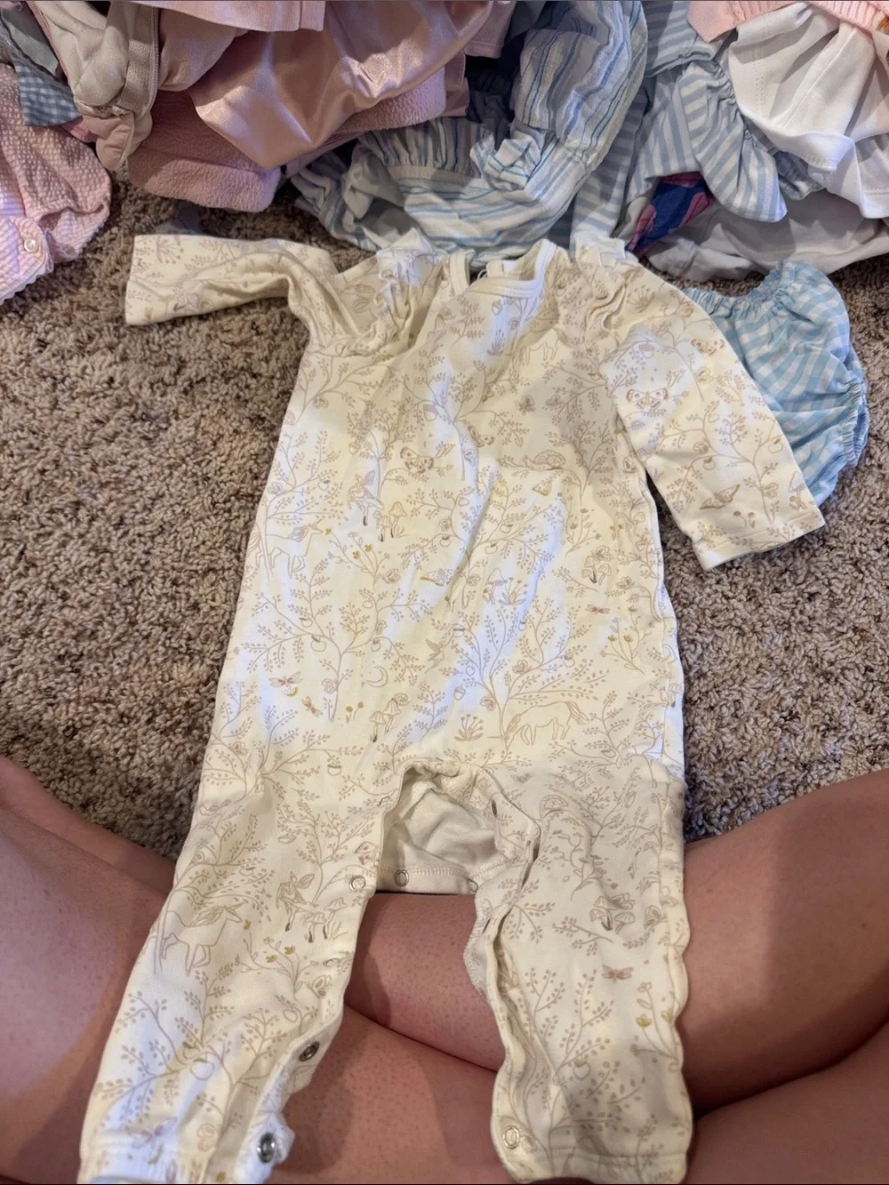 Neutral Woodland Print Baby One-Piece